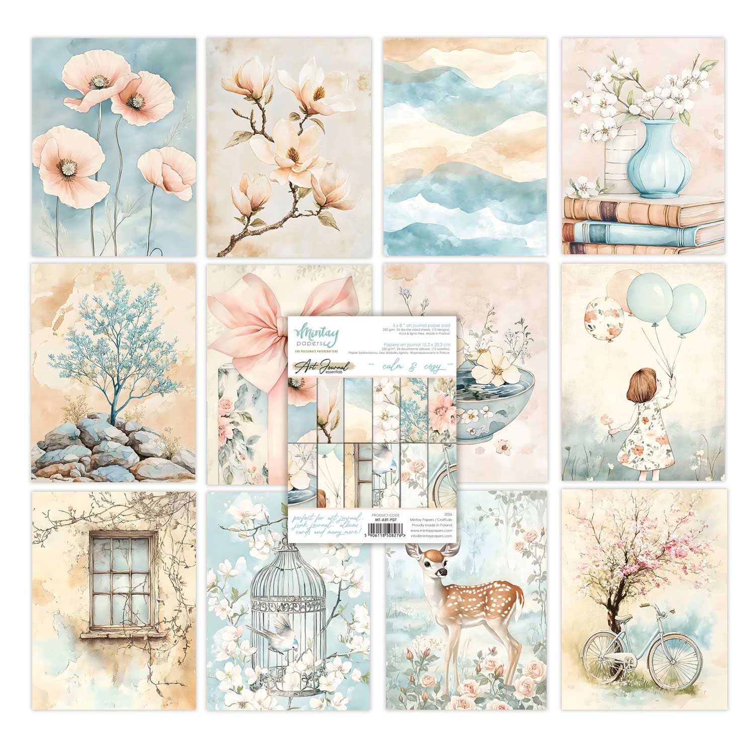 Block de papeles para art journal y scrapbooking de 6" x 8" en la gama Calm & Cozy.