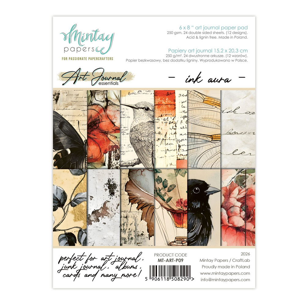 Block de papeles para art journal y scrapbooking de 6" x 8" en la gama Ink Aura.