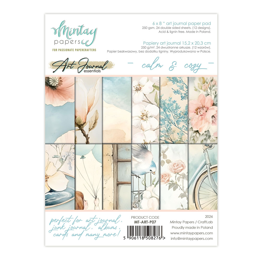 Block de papeles para art journal y scrapbooking de 6" x 8" en la gama Calm & Cozy.