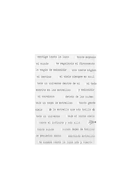 Sello acrílico 7,5×10 cm FRASES UNIVERSO. Sello acrílico para álbumes, layouts, tarjetas y agendas.